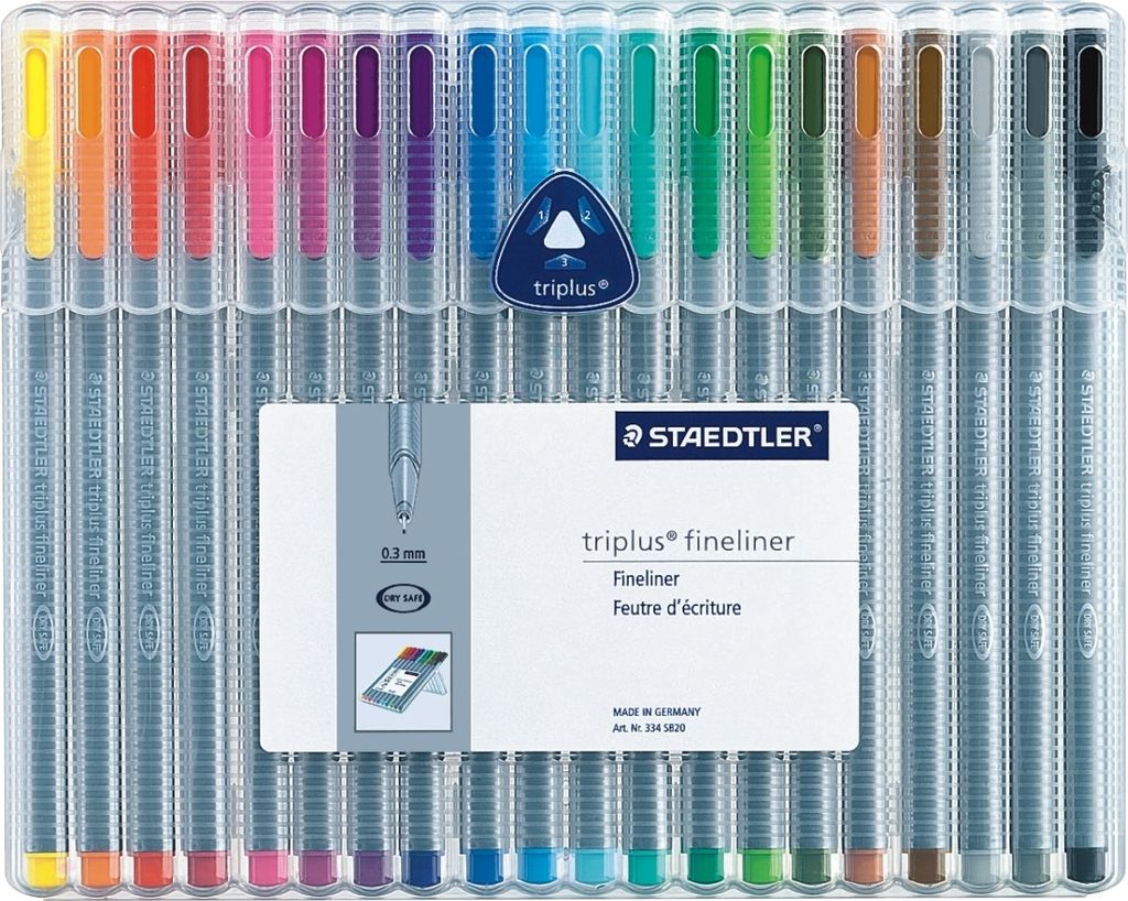 Staedtler 334 SB20 Feinschreiber triplus - 0,3 mm, Aufstellbox, 20 Farben