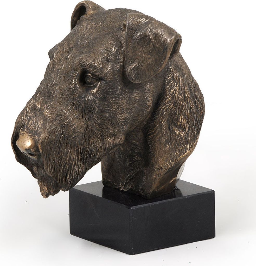 Airedale Terrier, Waterside Terrier - Hundestatue, Büste auf Steinsockel, Skulptur, Trophäe für Hundeausstellung der Marke Art-Dog