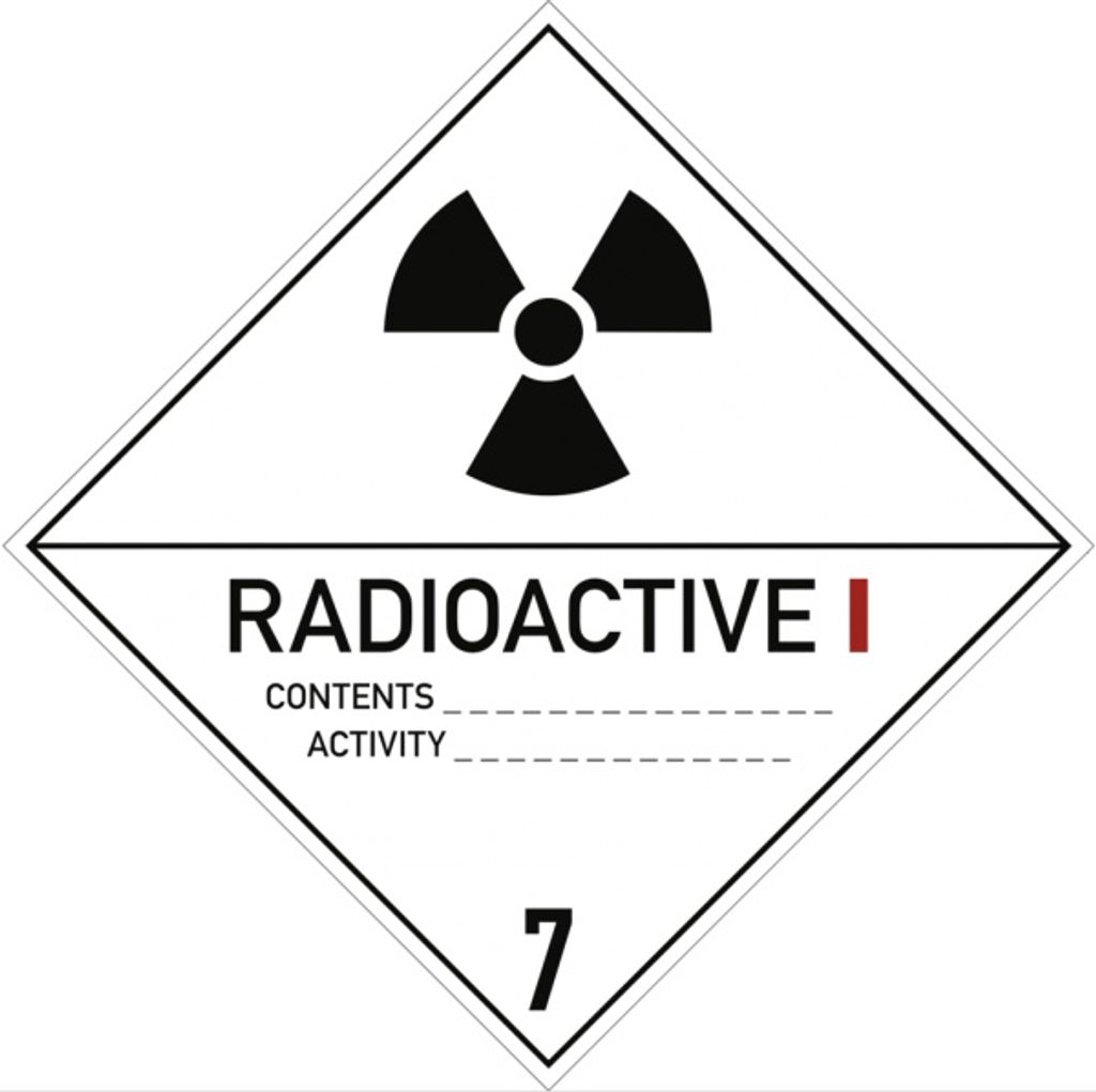 Gefahrzettel Klasse 7 (A), Folie, 100x100 mm