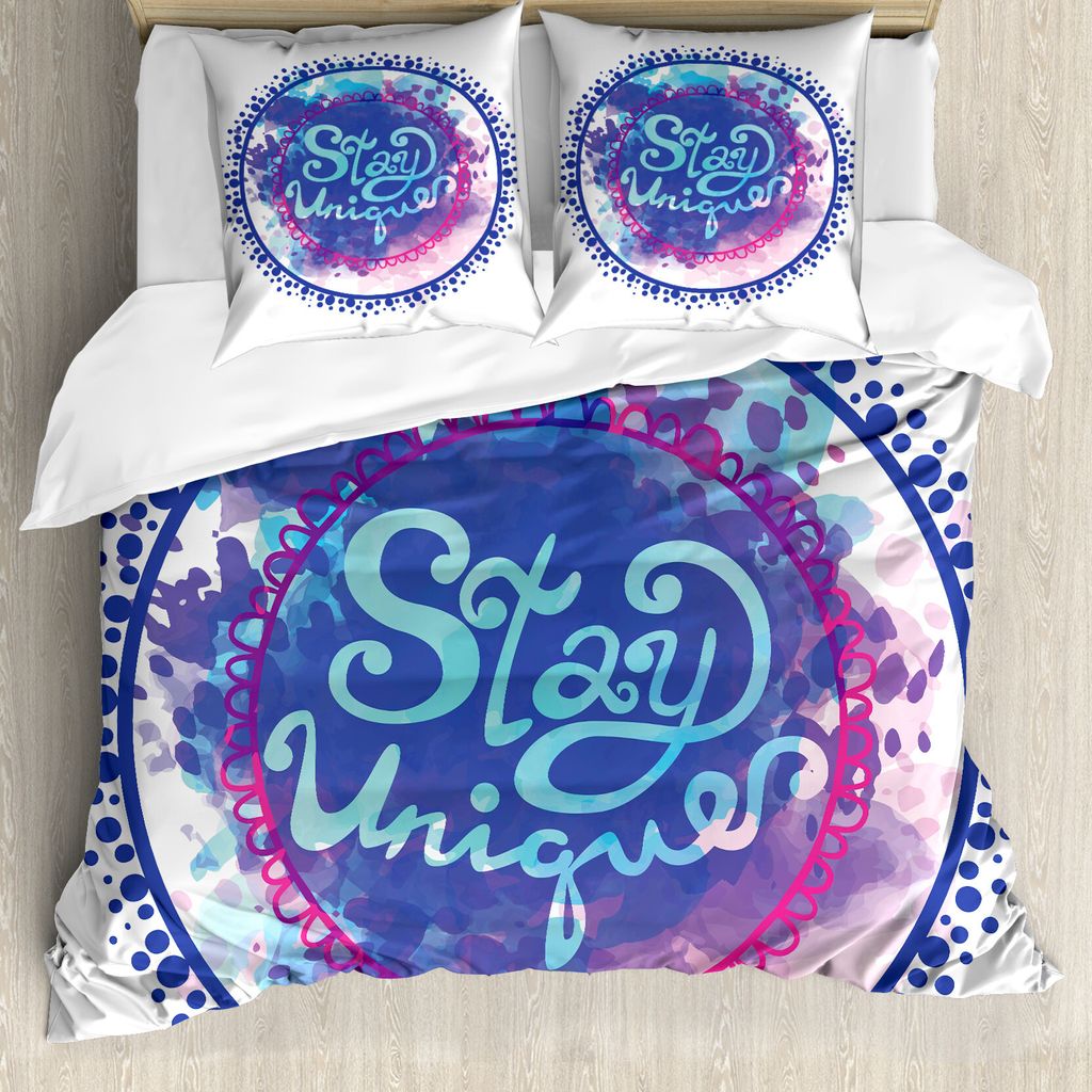 ABAKUHAUS motivational Bettbezug, Pinselstrich, Milbensicher Allergiker geeignet mit Kissenbezügen, 155 cm x 220 cm - 80 x 80 cm, Blau Lila