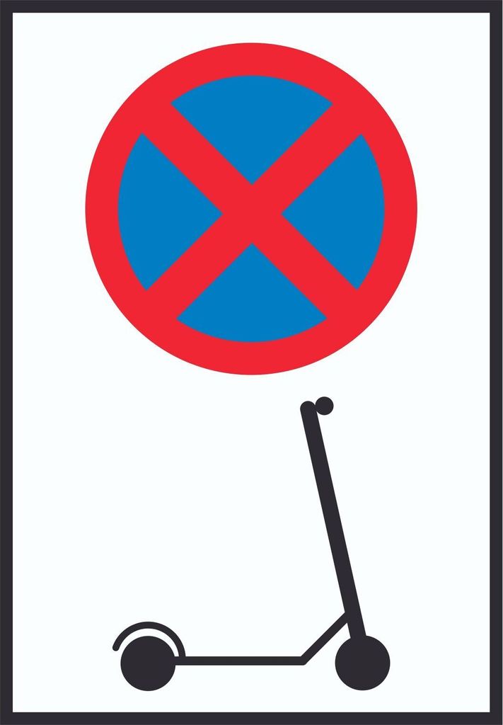 E- Scooter Parken verboten Schild Elektro -Tretroller Roller A4 (210x297mm)