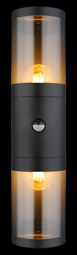 Applique Murale Extérieure Double Éclairage E27 Inox Noir Globo 32cm