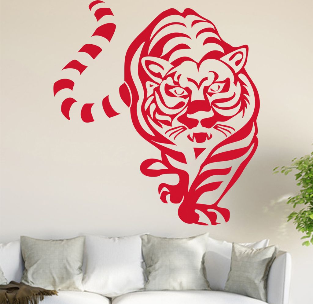 Tiger Wandtattoo in 6 Größen - Wandaufkleber Wall Sticker - Dekoration, Küche, Wohnzimmer, Schlafzimmer, Badezimmer