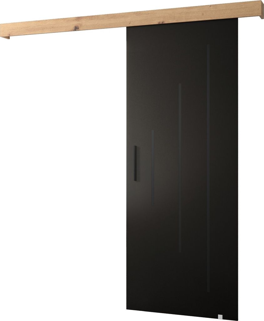 MEBLE KRYSPOL Schiebetürsystem SALWADOR Y mit Schienenabdeckung, Einbautüren, 90x204cm, Schwarz