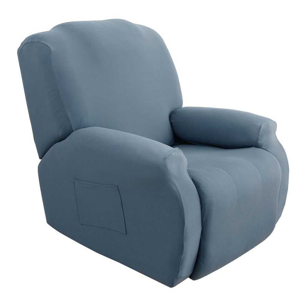 Sesselbezug Relaxsessel Sofabezug Stretch Stuhlbezug mit Seitentasche Liegesessel Bezug Möbelschutz Liegestuhlbezug, Aschblau