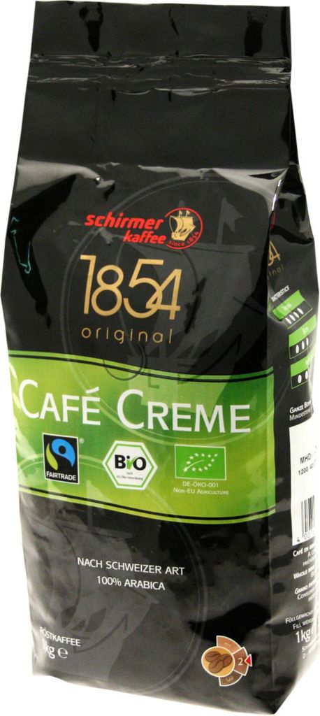 Schirmer Kaffee Cafe Creme Fairtrade, grains entiers, café Image du produit 