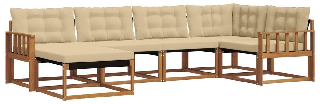 vidaXL Outdoor-Sofagarnitur mit Kissen 6 pcs Natur und Beige