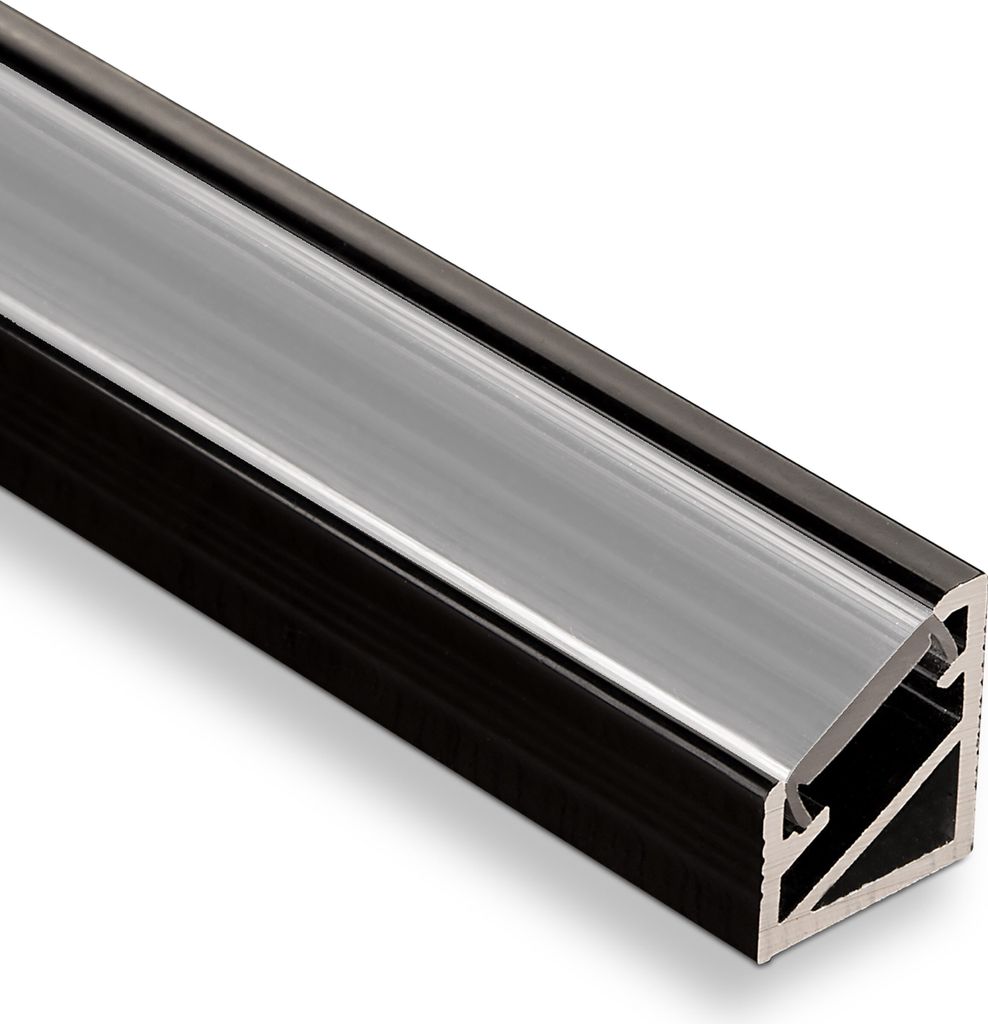 25 Stück LED Profil-66 Eckprofil schwarz mit opaler Abdeckung 2000 x 14,5 x 16,5 mm von SOTECH