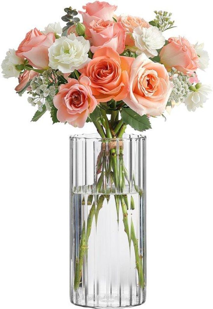 Glasen Moderne Tulpenset-Vaas, Rund, Transparant, Glas, 20 cm