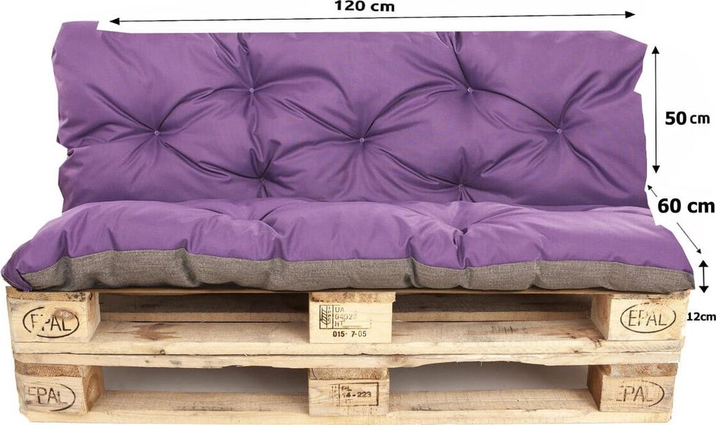 Palettenkissen set 120x60x50cm, Palettenkissen Violett, Produktbild 