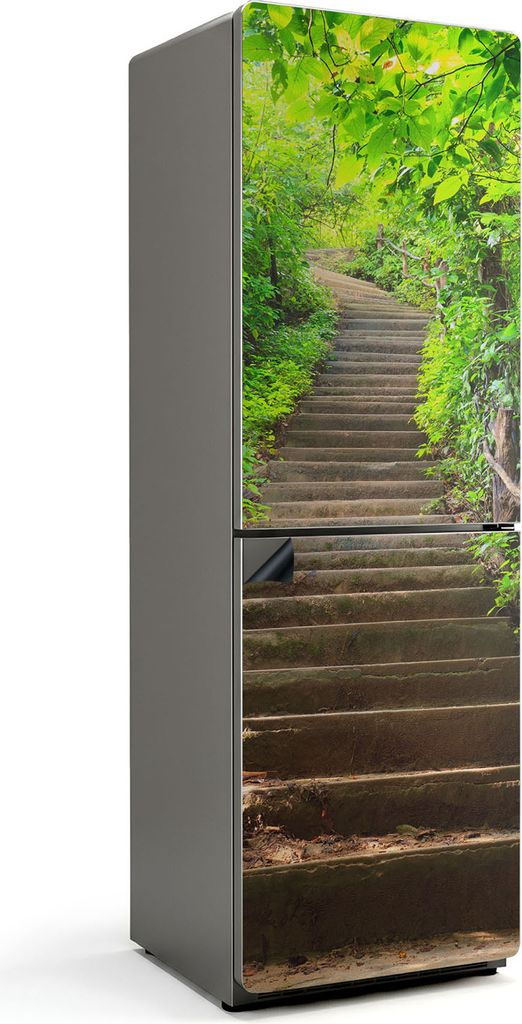 Treppen in grüner Landschaft – Magnetische Kühlschrank Abdeckung – Dekorfolie magnetisch Küche – Kühlschrank Magnet Deko – selbstkleben...
