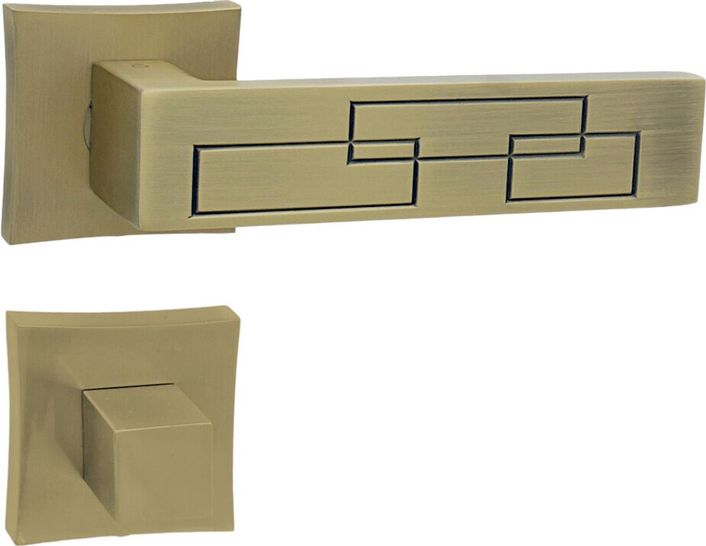 DOMINO Türgriff Drückergarnitur WC - Badezimmer Set | quadratische Rosette | für Badezimmertüren | Set WC - Rosetten-Garnitur | Türbeschläge ...
