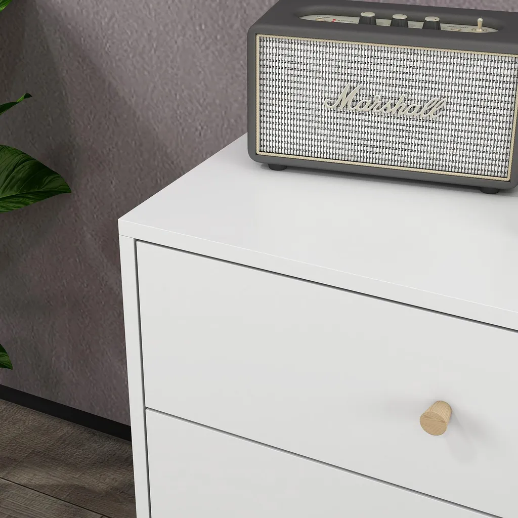 Petite commode 3 tiroirs gain de place blanche et bois - Solution rangement - 10