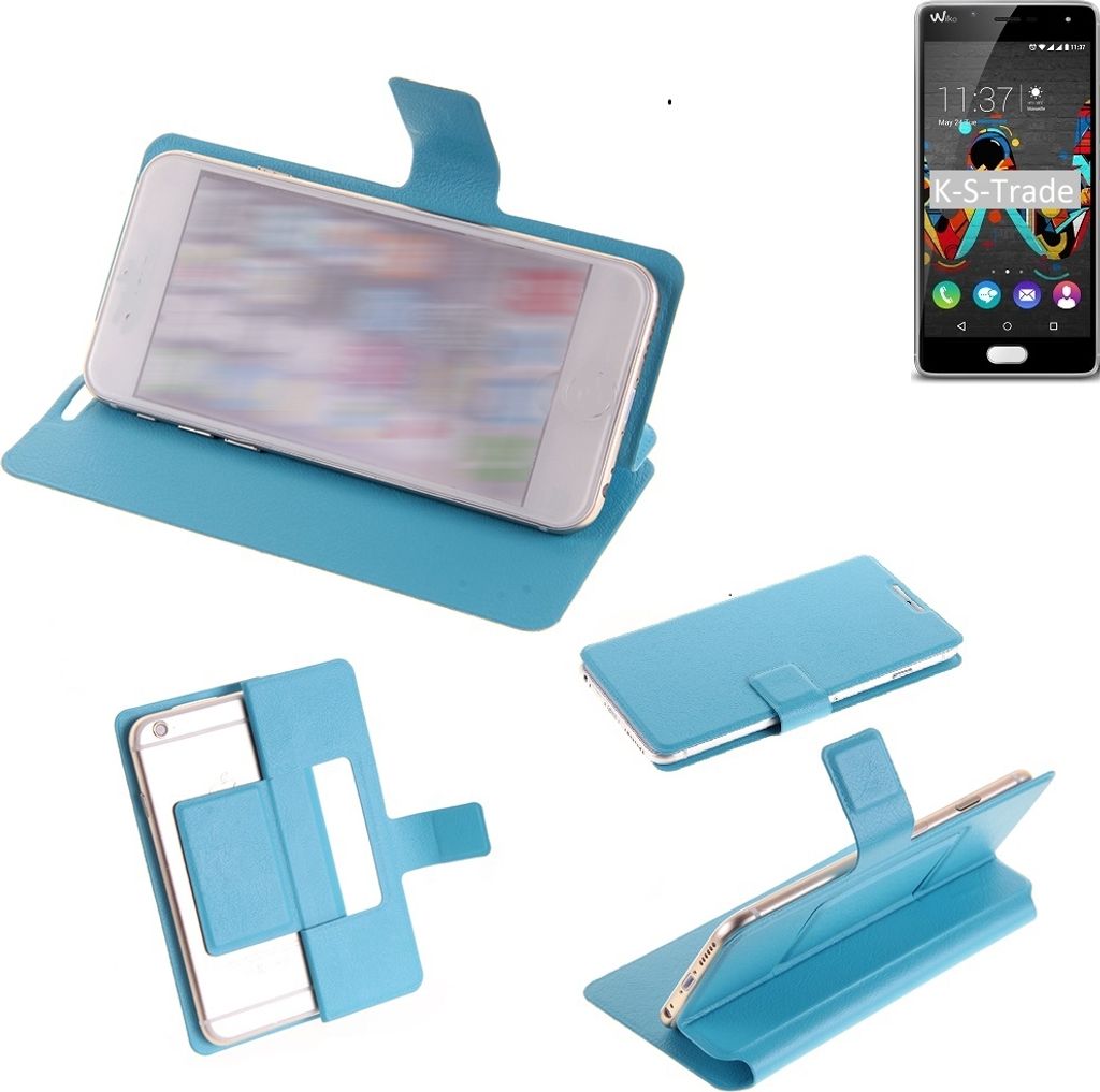 K-S-Trade Schutz-Hülle Handy-Hülle kompatibel mit Wiko Ufeel Schutz Hülle Flip cover Handy case Smartphone Handyhülle blau