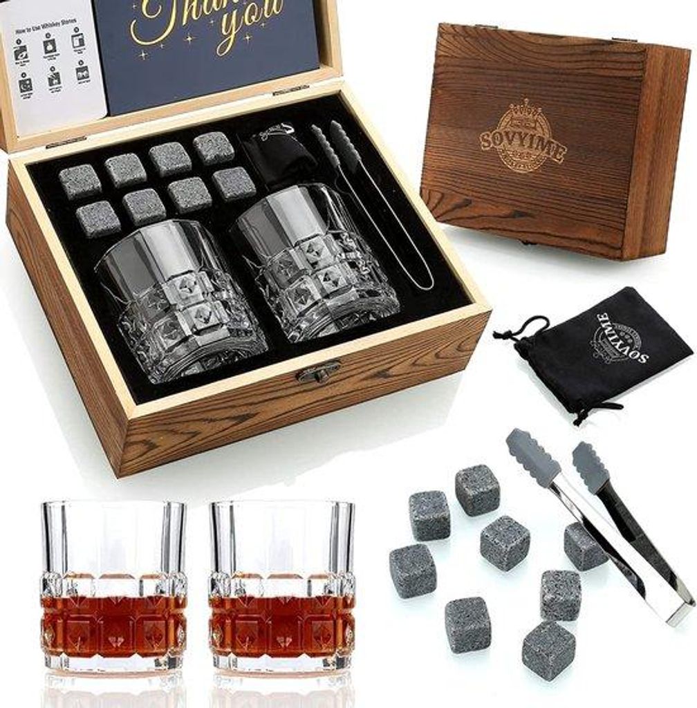 Edelschalenglas-Set aus Kristallglas - BarCraft Whisky-Dekanter mit Grinded-Glas für Spirituosen und Liköre