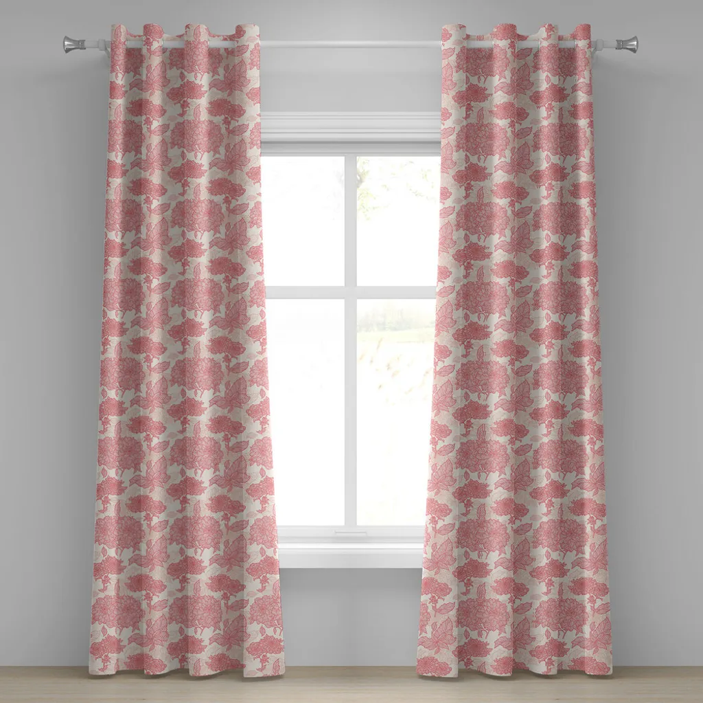 Rideau occultant léger fleuri rose 280x245 cm pour masquer le vis-à-vis