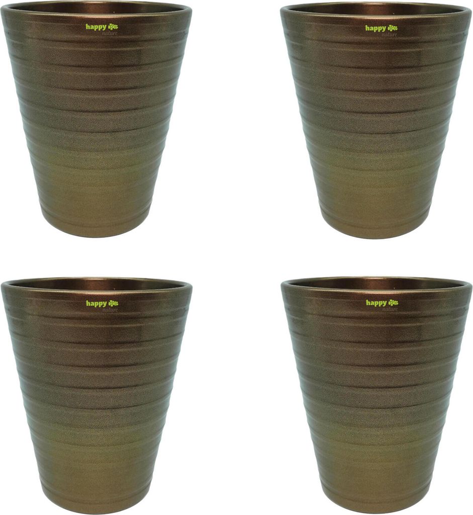 4er-Set Keramik Blumentopf Venedig für Orchideen braun bronze Ø 13 cm H 16,5 cm