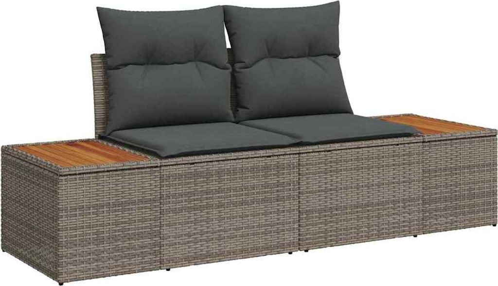Best Möbel Garten-Sofa-Set mit Kissen - mit Speicher 8 pcs - Grau Poly Rattan - Terrassenmöbel A3360084