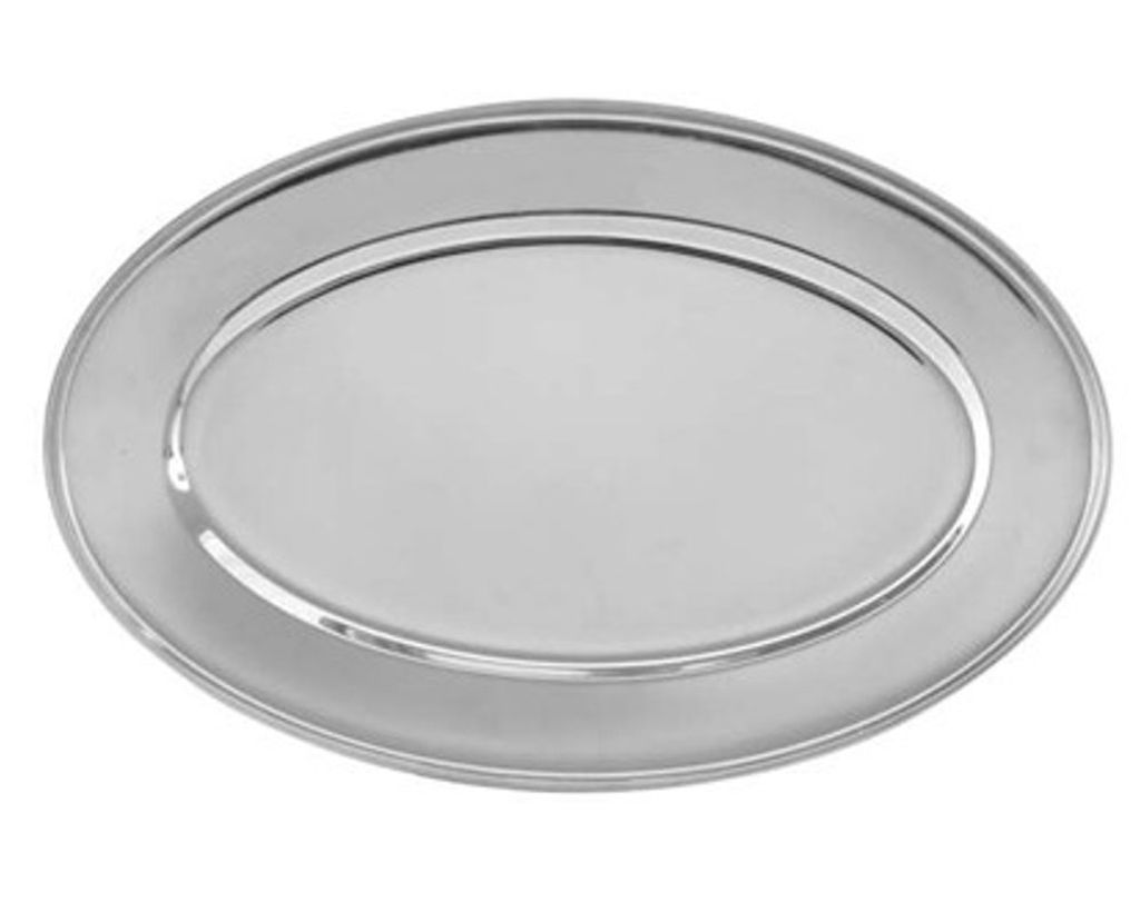 VETRO-PLUS BANKETT Tablett Oval rostfreier Stahl SCHEINEN 35 cm