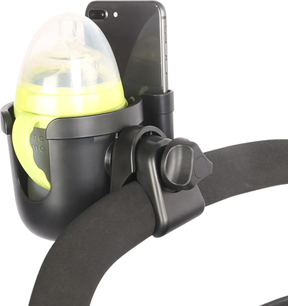Portabicchiere Universale Per Passeggino – Con 2 Ganci Portaborse, Adattabile A Seggiolini E Sedie A Rotelle