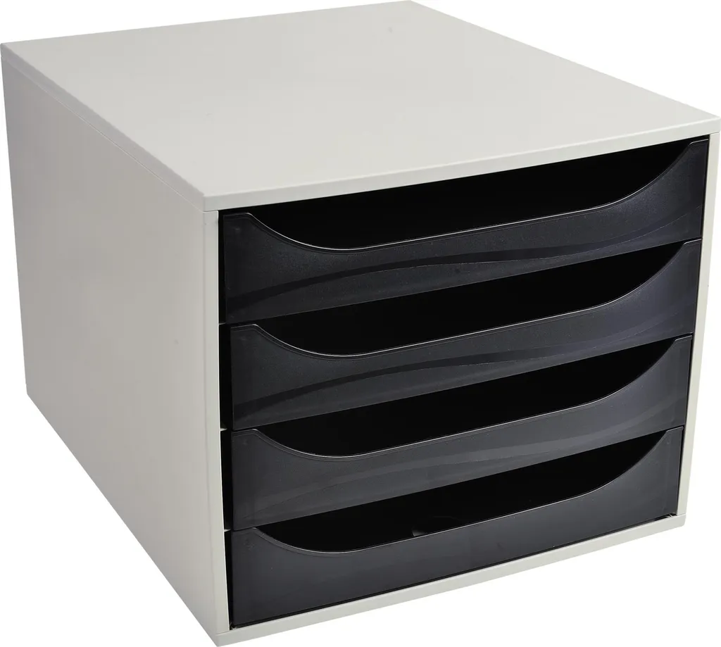 Cassettiera Ufficio Exacompta ECOBOX 4 Cassetti - Nero Elegante