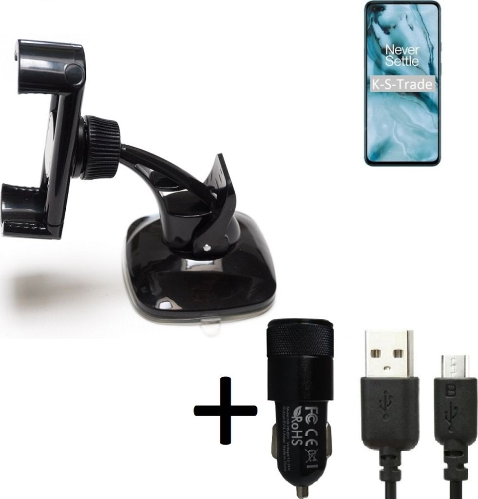 K-S-Trade Halterung kompatibel mit Nokia C3 Windschutzscheibe / Armaturenbrett + LADEGERÄT mit Mico USB Kabel Autohalterung KFZ Halter