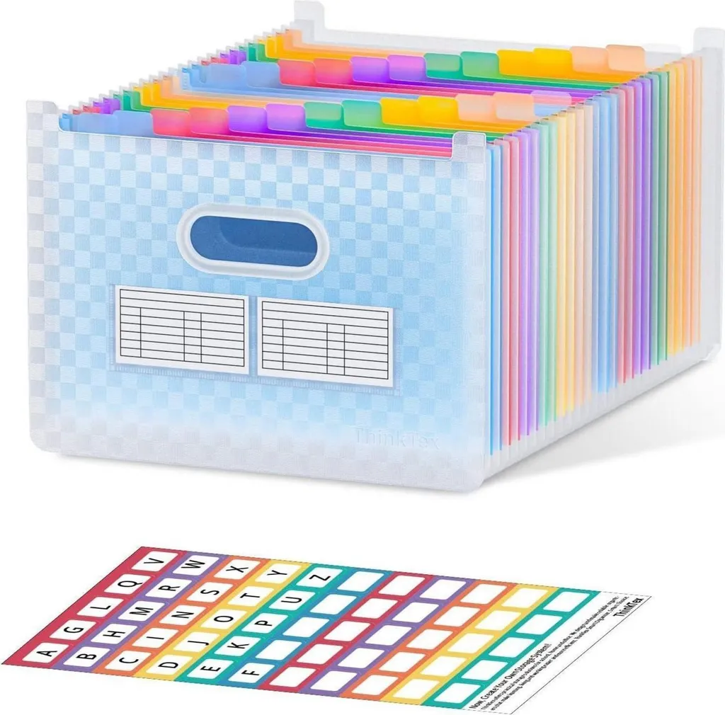 Classeur accordéon 26 compartiments bleu en plastique extensible portable