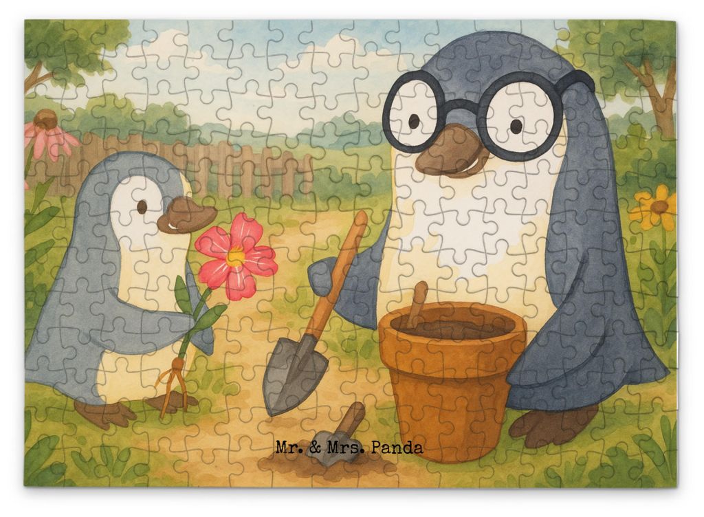Mr. & Mrs. Panda Puzzle Pinguin Opa Blumen pflanzen Design 192 Teile - Weiß - Geschenk, 1000, Muttertag, 500, Gärtner, Opi, 1500, Legespiel, 2000