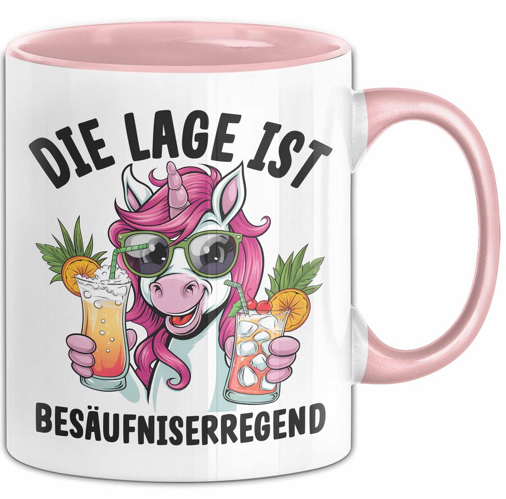 Humor Tasse Geschenk Die Lage Ist Besäufniserregend Geschenkidee Kaffee-Becher (Rosa)