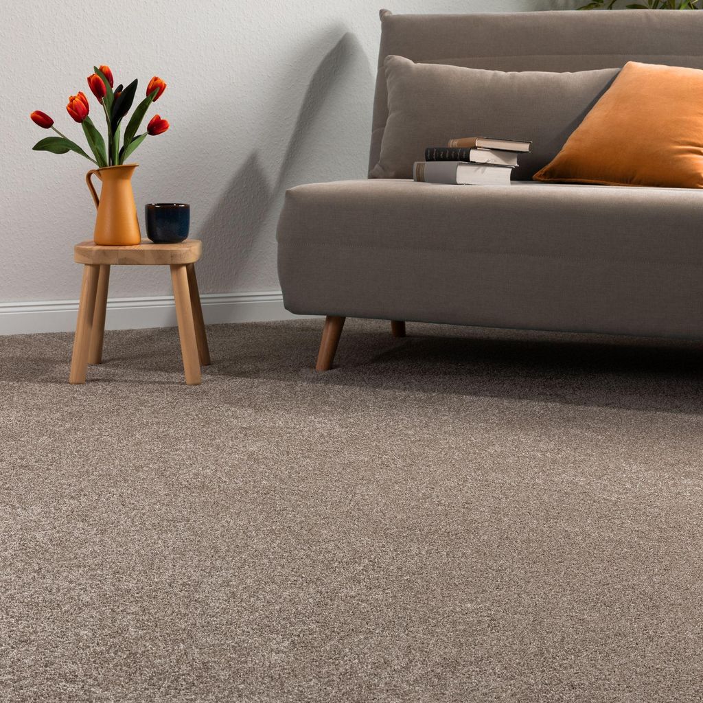 Steffensmeier Teppichboden Catania Meterware | Auslegware für Kinderzimmer Wohnzimmer Schlafzimmer | Braun, Größe: 300x300 cm