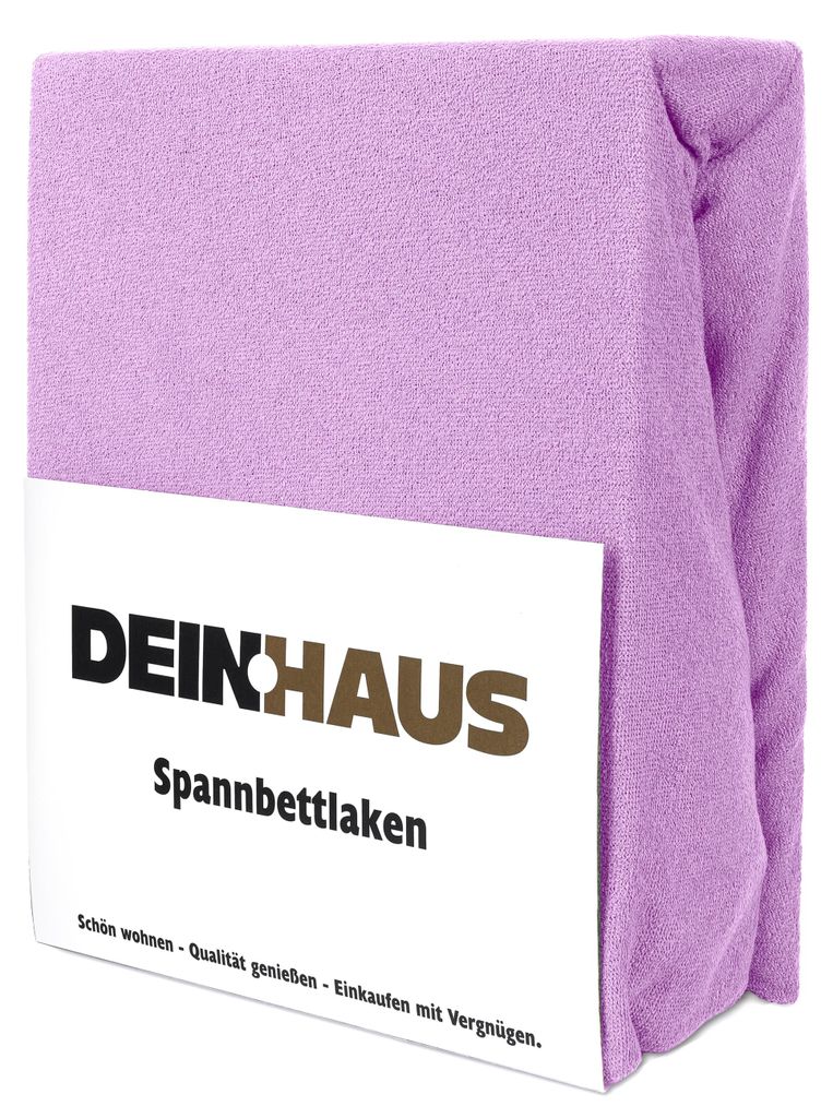 Spannbettlaken Frottee Baumwolle, hautfreundlicher Stoff, Bettlaken mit Gummizug Erikafarben 160 x 200 cm