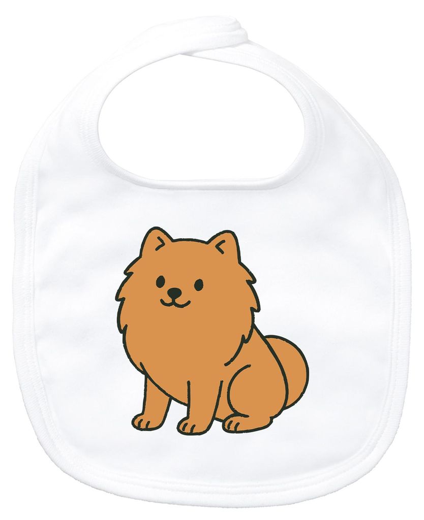 Huuraa Baby Lätzchen Zwergspitz Comic Pomeranian White Klettverschluss Baumwolle Latz Geschenkidee
