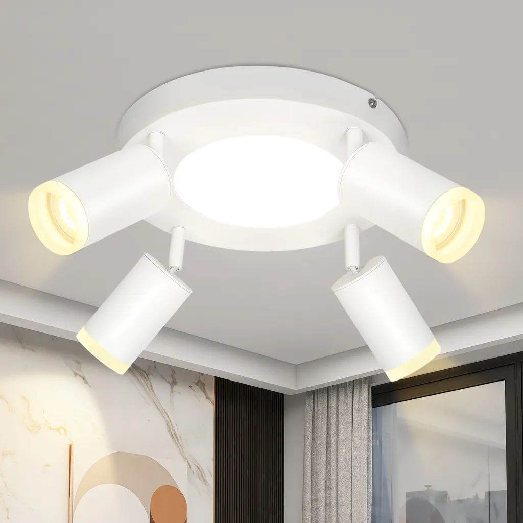 ZMH Plafoniera LED 4 Luci GU10 Bianco Caldo 3000K per Soggiorno Cucina