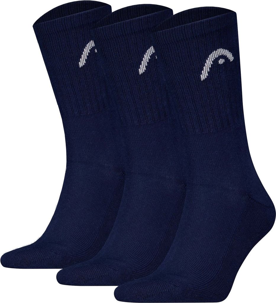 HEAD Unisex Socken, 3er Pack - All Sport Training Crew, Sportsocken, Logo Blau 43-46