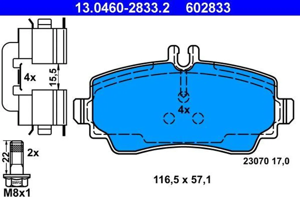 Plaquettes de frein ATE sans bruit pour Mercedes Classe A OE 1684200020