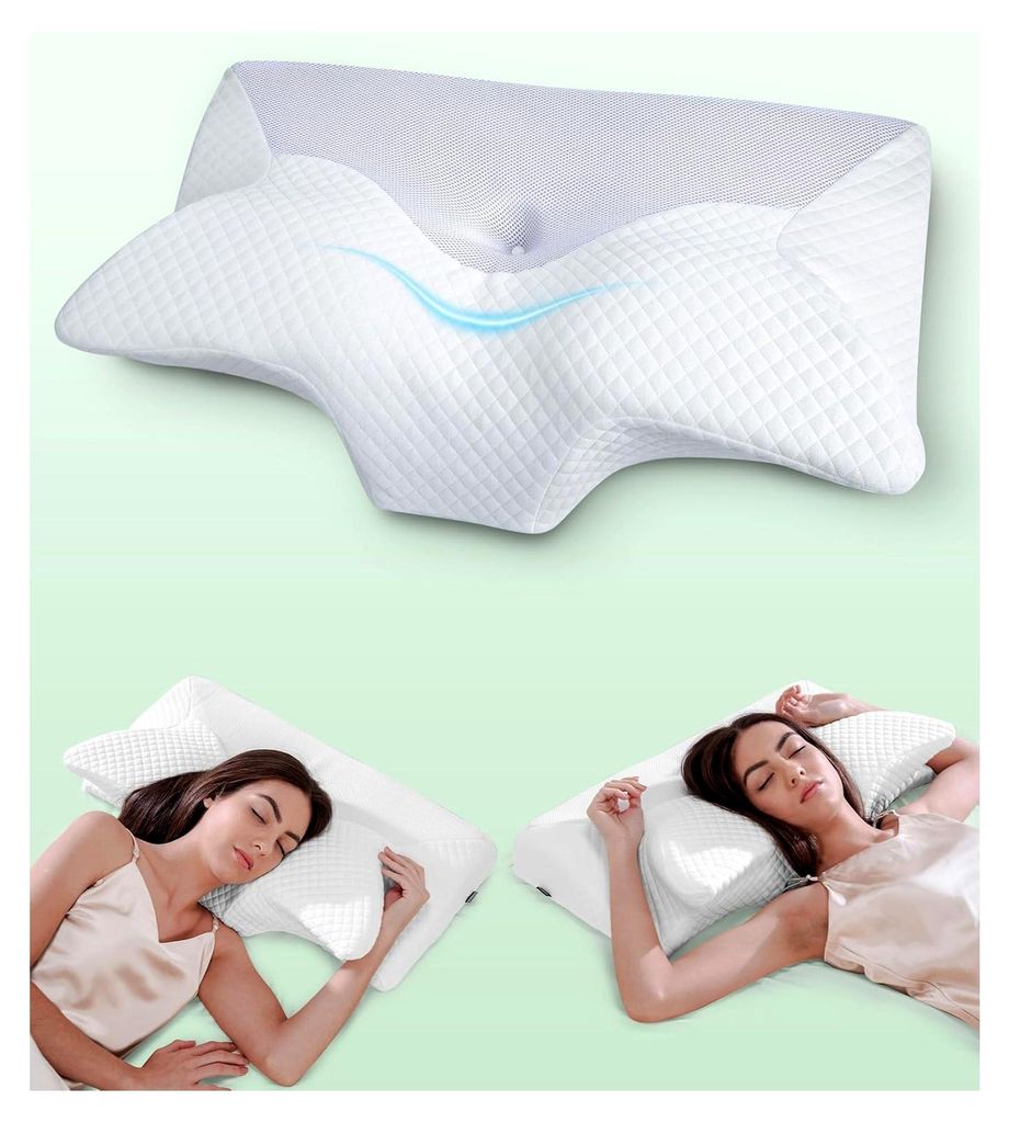 Memory Foam Kissen für King Size Bett, Nackenstützkissen für Rücken-, Seiten- und Bauchschläfer, 70x40x8.5/14cm