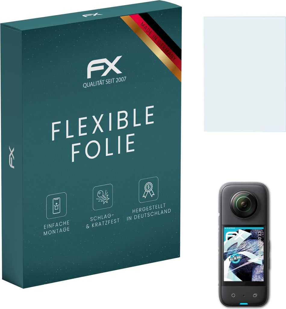 atFoliX FX-ActiFleX 3x Schutzfolie kompatibel mit Insta360 X3 Folie