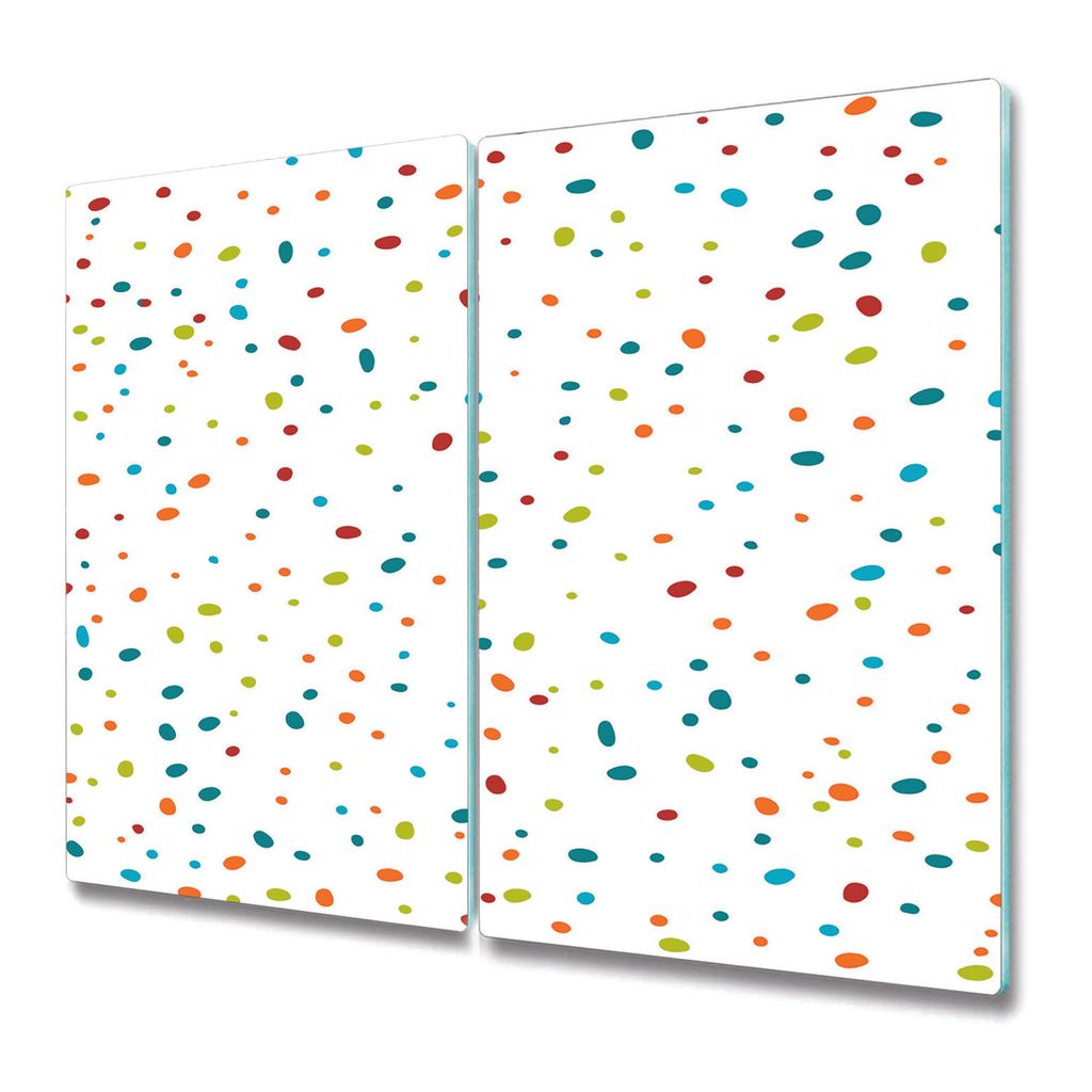 Küchenschneidebrett - Glasschneidebrett - Herdabdeckung - 2x 30x52 cm - Dots Colored