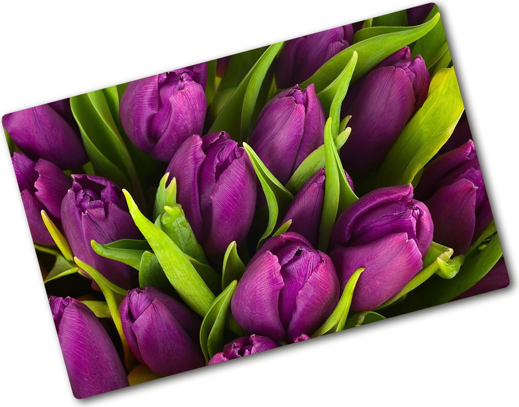 Tulup Glas Herdabdeckplatte - 80x52 cm - Glaskeramikkochfeld-Abdeckung Spritzschutz Glasabdeckplatte - Einteilig - Blumen & Pflanzen - Lila Tulpen ...