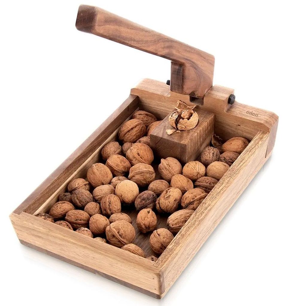 Nussknacker aus Holz mit Hebelmechanismus und Produktbild 