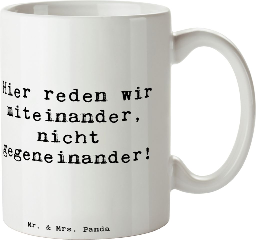 Mr. & Mrs. Panda Tasse Spruch Konflikte friedlich lösen - Weiß - Geschenk, Unterstützung, Lebensfreude, Zuversicht, Vertrauem, Kaffeetasse, Kera...