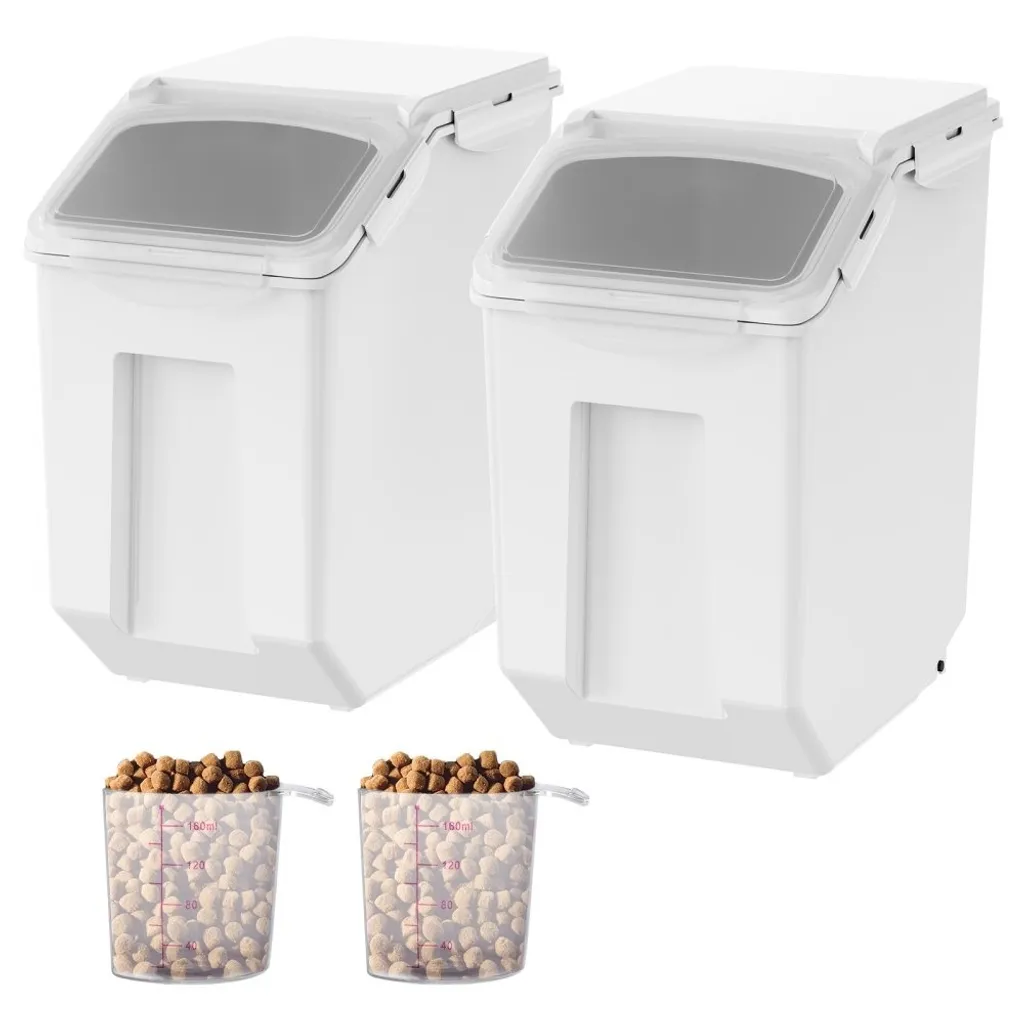 Rangement cuisine pour riz et farine : lot de 2 boîtes 15L avec roulettes