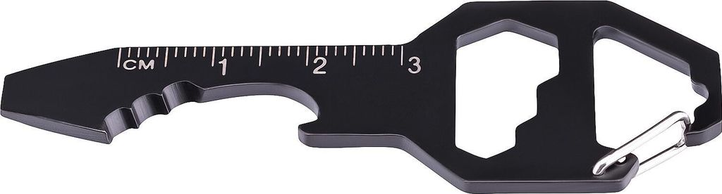 Herbertz Mini Tool AISI 420 Stahl rostfrei 7 Funktionen schwarze Beschichtung Karabinerverschluss