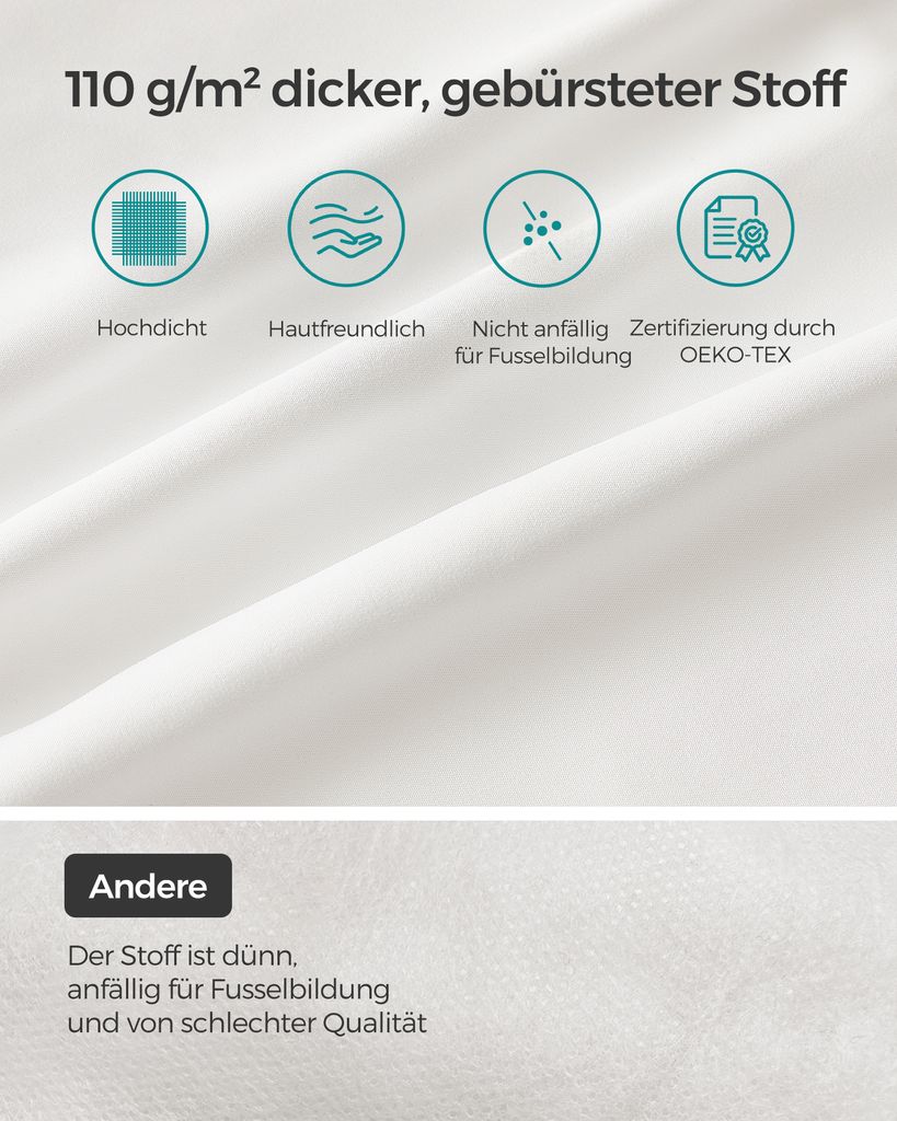 SONGMICS Kopfkissen 40 x 80 cm, 2er Set, Füllung 800 g, Produktbild 7