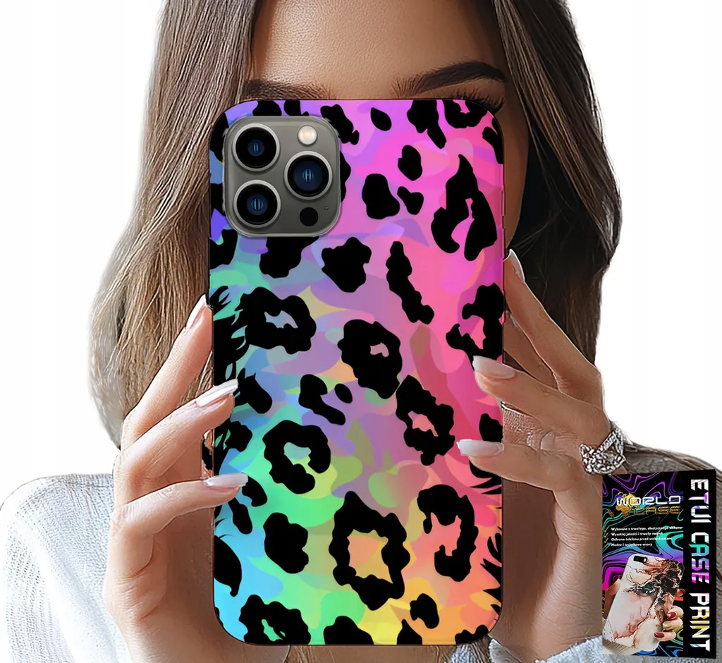 Custodia iPhone 12 Pro Vetro Temperato Leopardata Arcobaleno Luxury