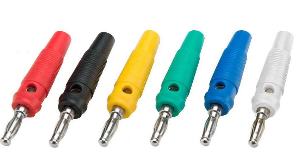 10x Bananenstecker 4mm Laborstecker verschiedene Farben schraubbar Büschelstecke Weiß