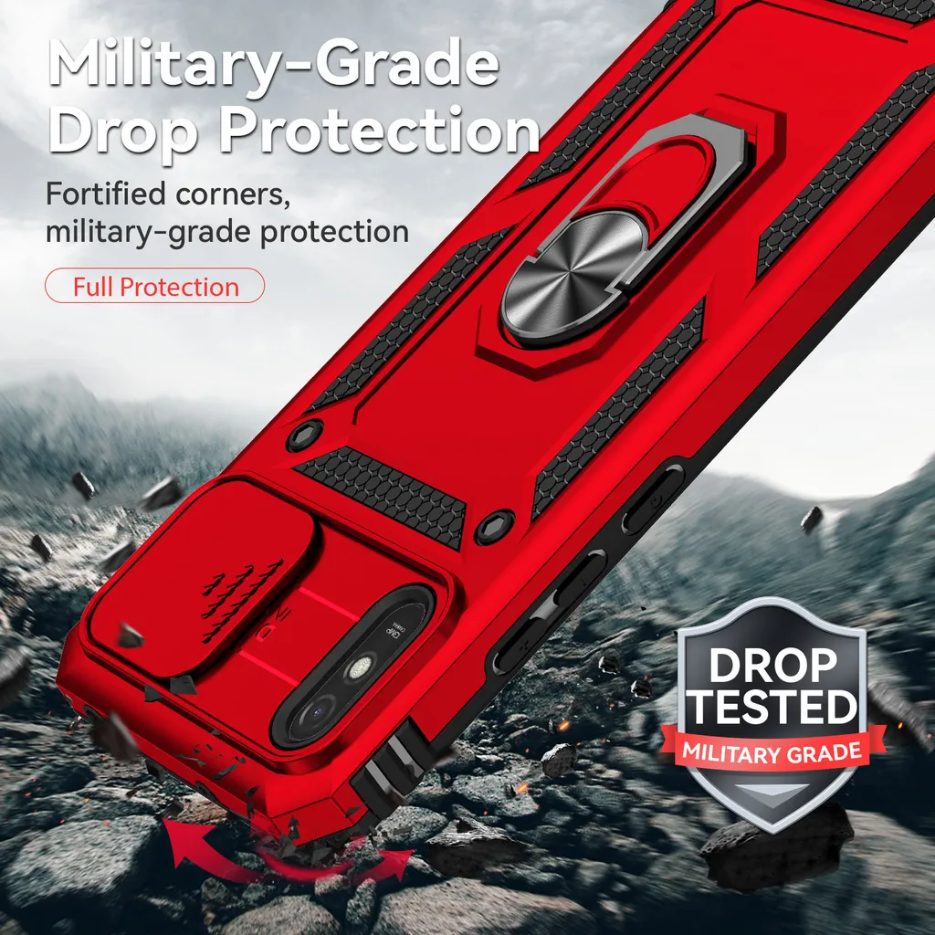 Custodia Rugged Xiaomi Redmi 9A Rossa Antiurto con Supporto Auto - 7