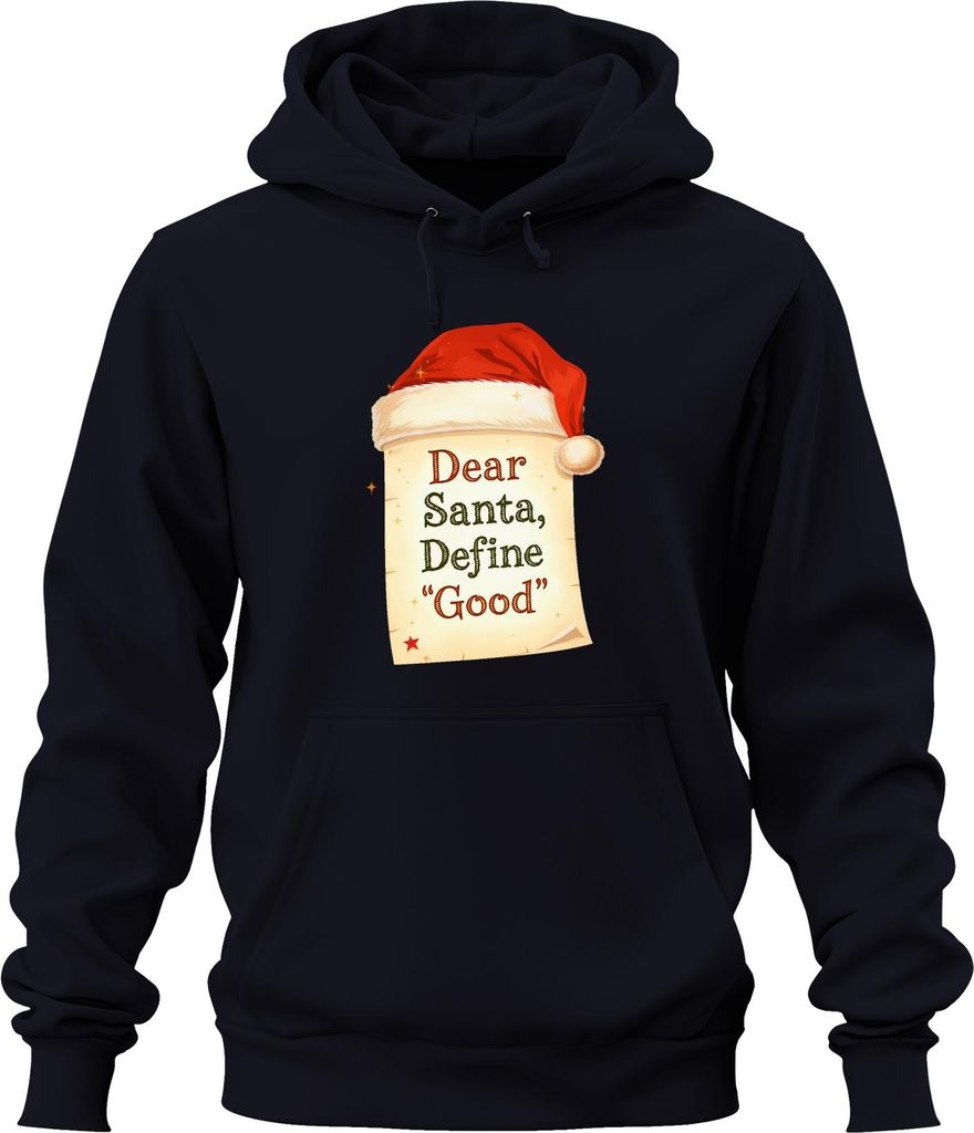 Dear Santa Define Good Weihnachtsmann Weihnachten Geschenk lustig Uni Hoodie Kapuzenpullover, Navy, XXL