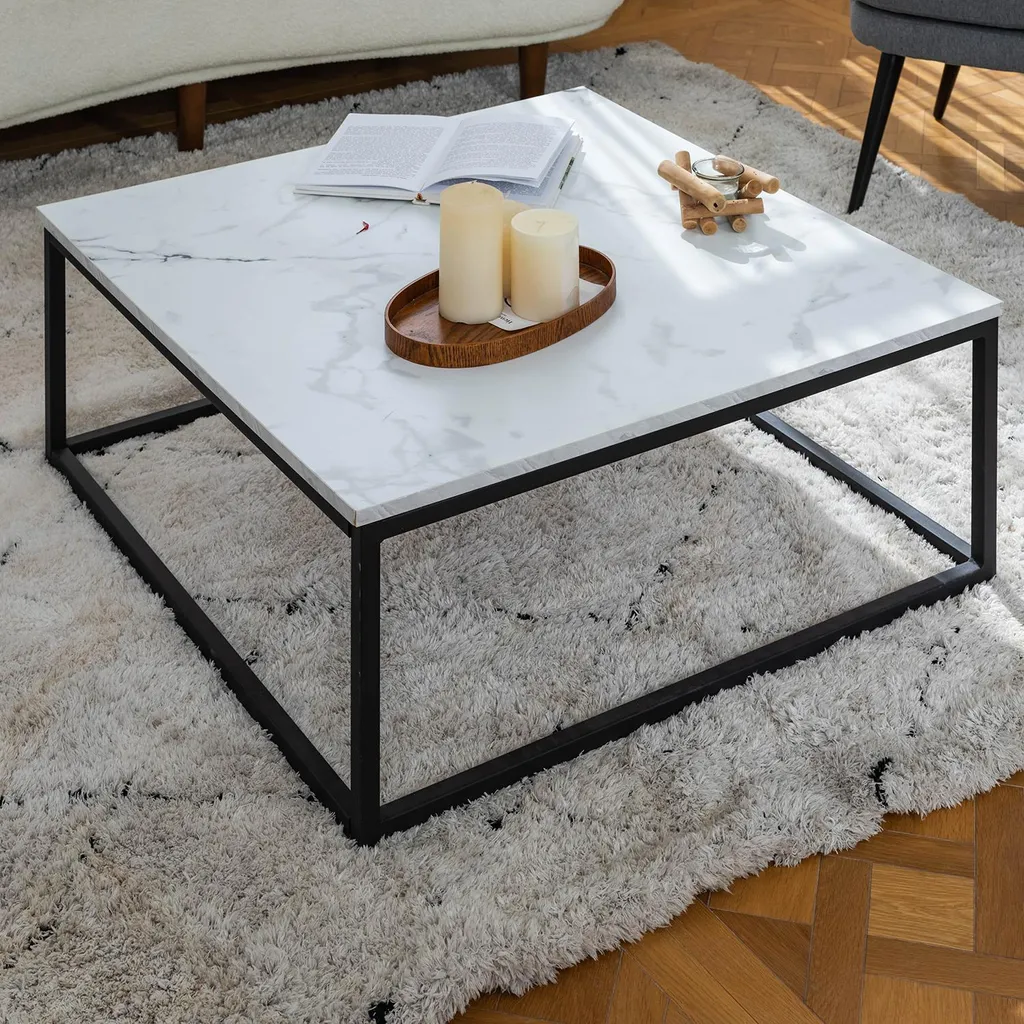 Table basse FACTO 80x80 cm : marbre facile d'entretien et robuste - 3