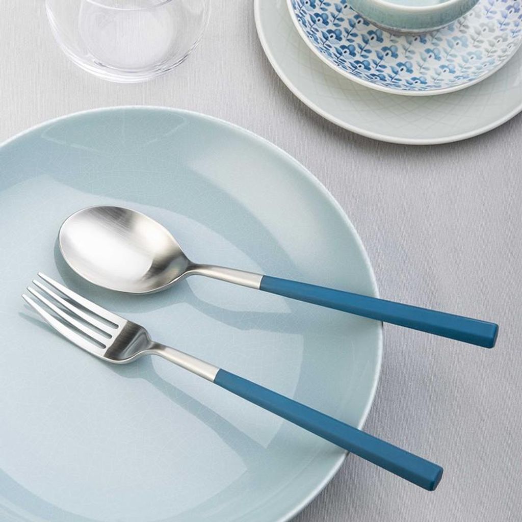 Pintinox Hive Besteckset Blau 24-teilig - Edelstahl & ABS - Voll geschmiedet, Italy, Spülmaschinenfest